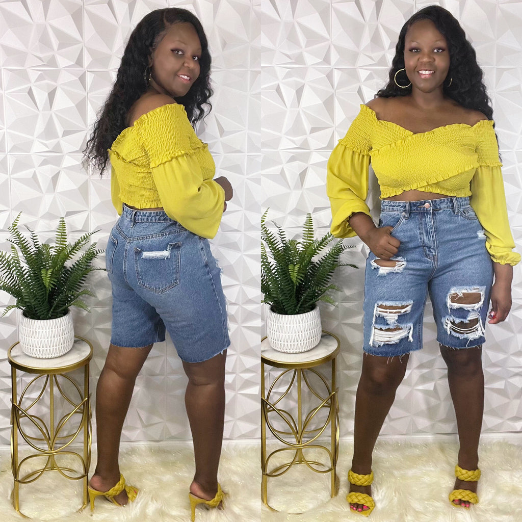 "BOYFRIEND" Denim Shorts - JAS Boutique 