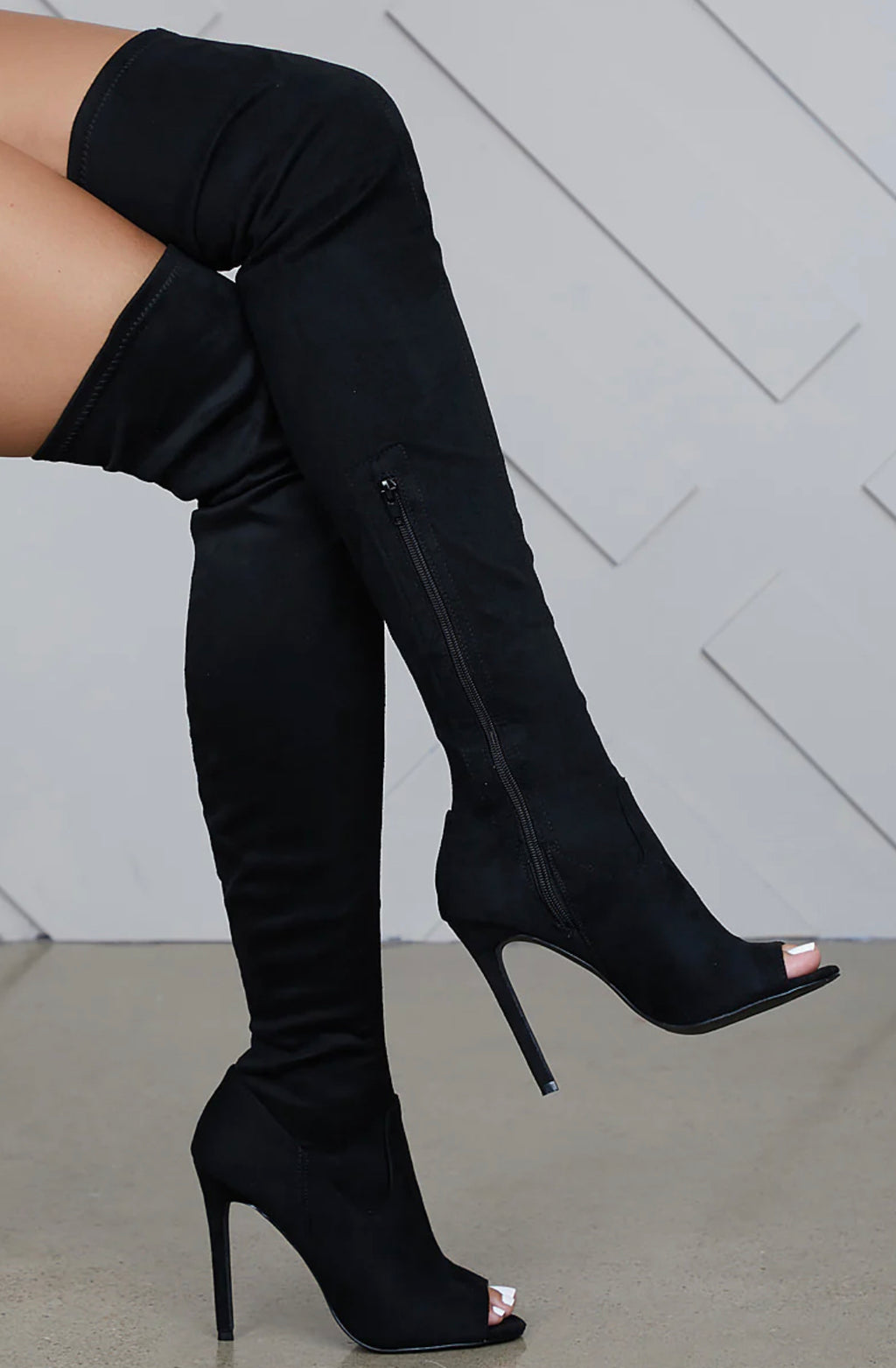 "LANA" Peep Toe Thigh Boot - JAS Boutique 